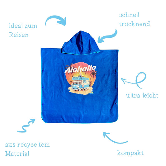 Bade-Poncho | Reisehandtuch für Kinder | schnell trocknend | platzsparend | ultraleicht