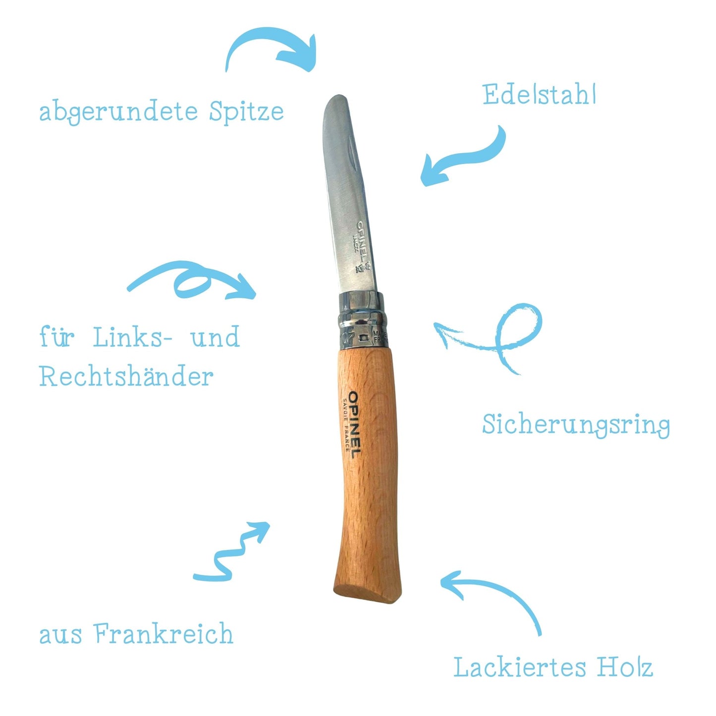 Opinel-Schnitzmesser für Kinder | klappbar | mit Tasche und Karabiner | Edelstahl-Klinge | aus Frankreich | B-OB Coddiwomple