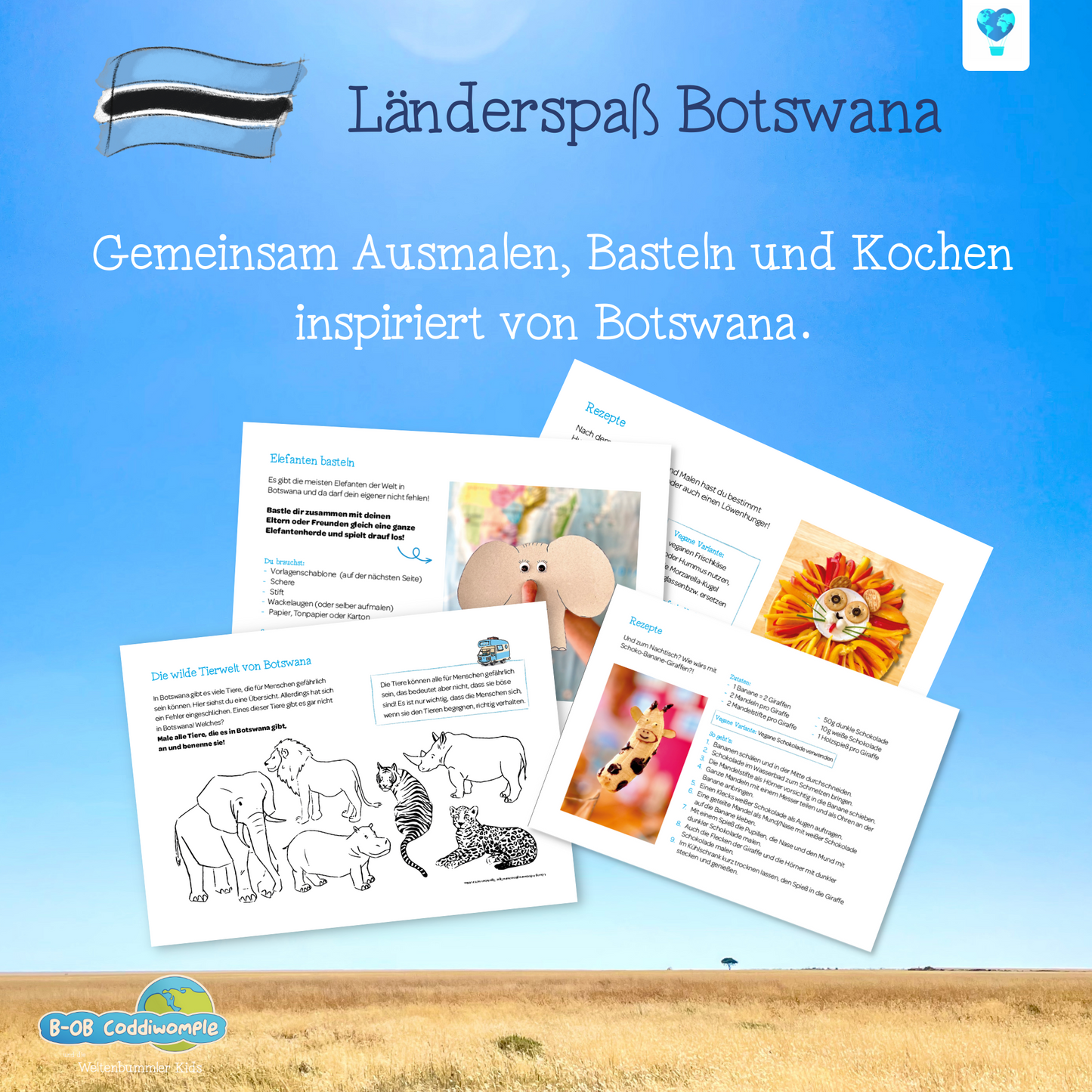 Länderspaß Botswana - Zum Download | B-OB Coddiwomple und die Weltenbummler Kids