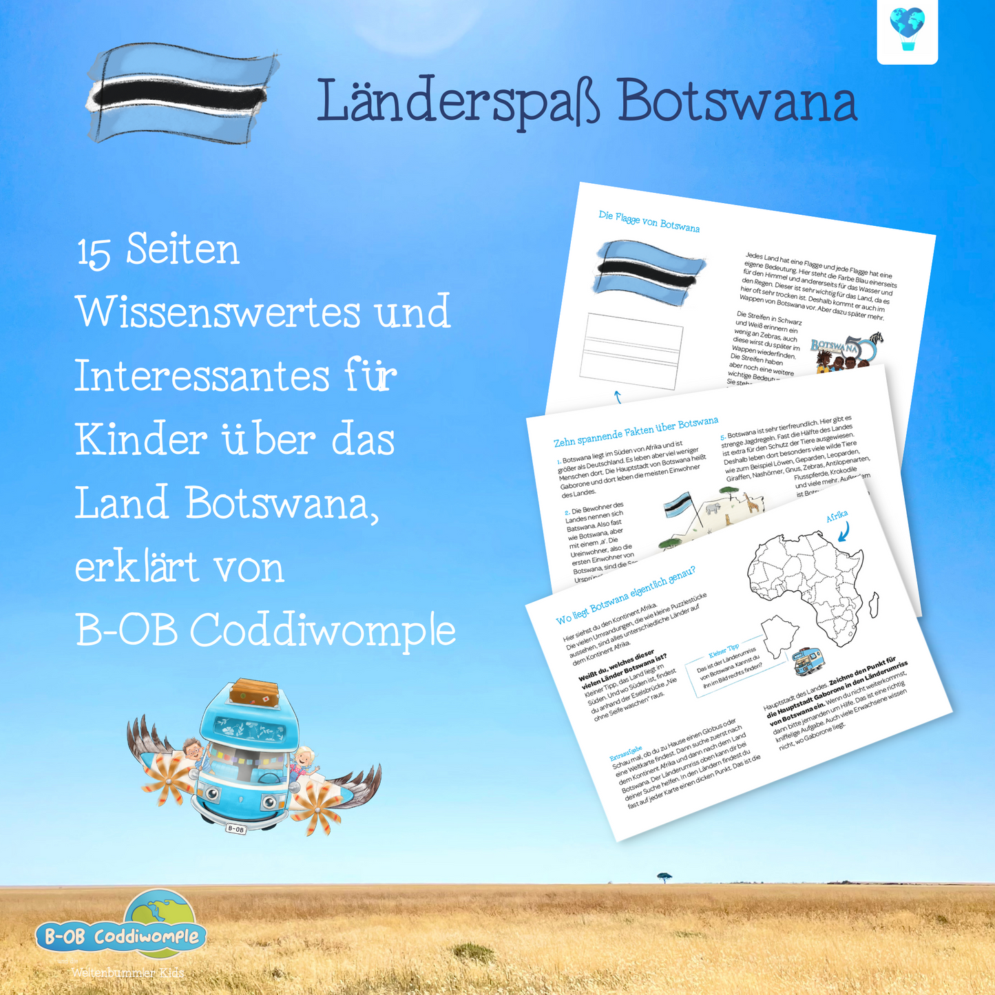 Länderspaß Botswana - Zum Download | B-OB Coddiwomple und die Weltenbummler Kids