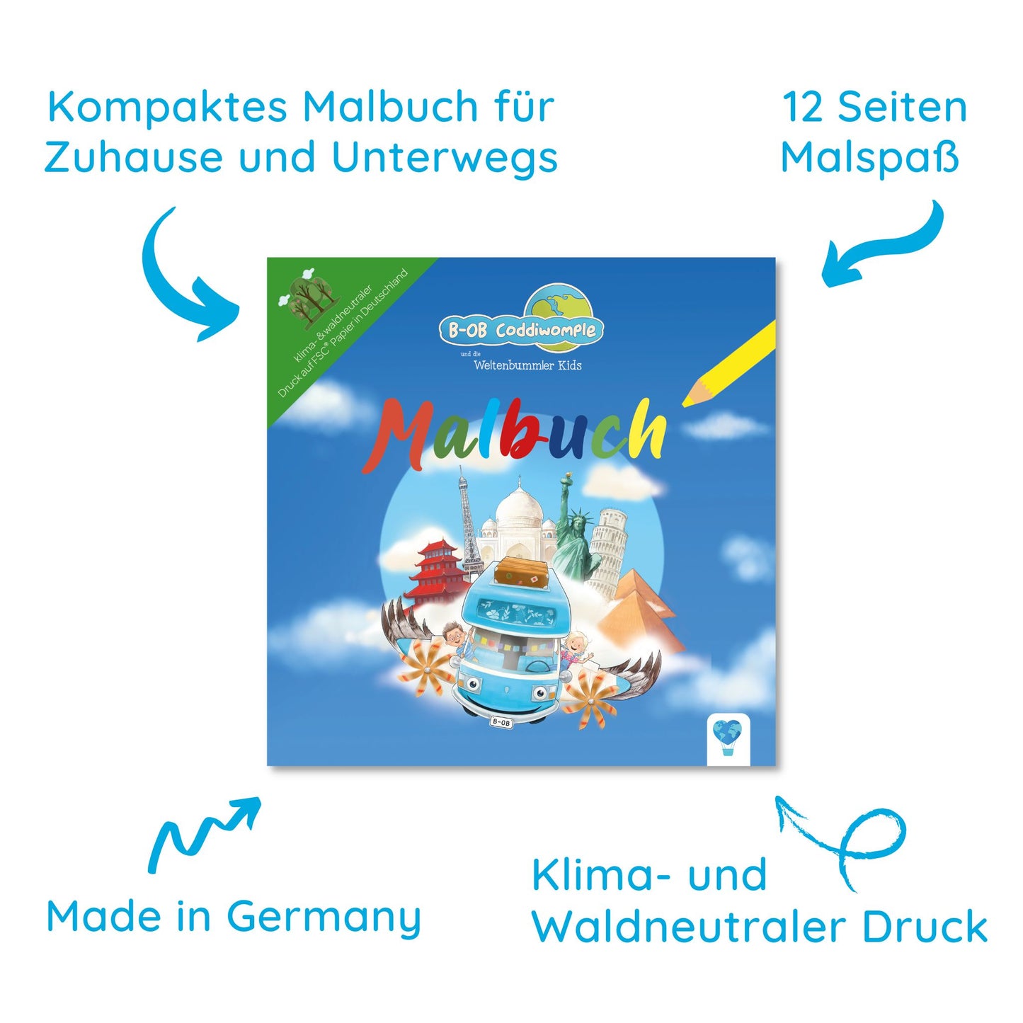 B-OB Coddiwomple I Malbuch I praktisches Reiseformat I wald- und klimaneutral