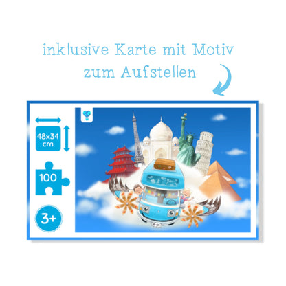 Reise-Puzzle | 100 Teile | praktisch im Jutebeutel | platzsparend I B-OB Coddiwomple