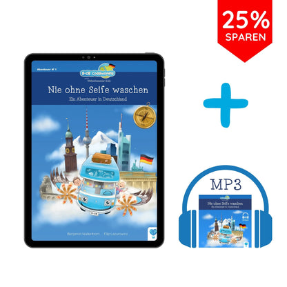 Hörbuch + E-Book "Nie ohne Seife waschen - ein Abenteuer in Deutschland" | ideal für Camper-Familien