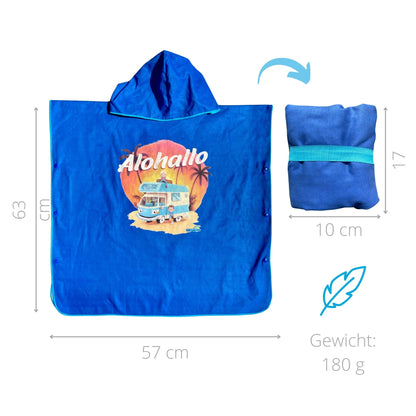 Bade-Poncho | Reisehandtuch für Kinder | schnell trocknend | platzsparend | ultraleicht